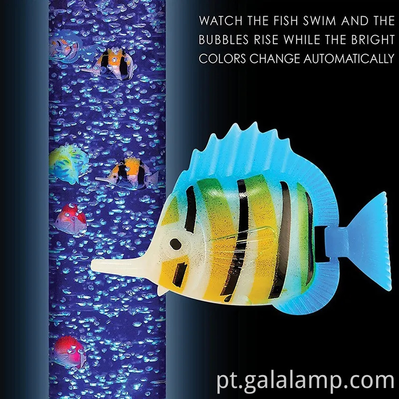 Aquário vibrante de bolha de fantasia LED com peixes coloridos e efeitos de luz